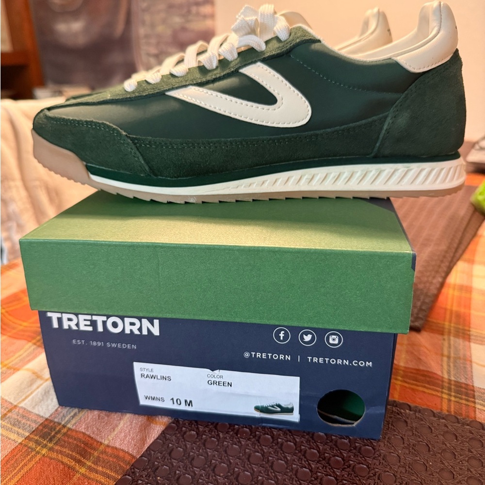 Tretorn Rawlins Women’s Dark Green and Cream Sneakers